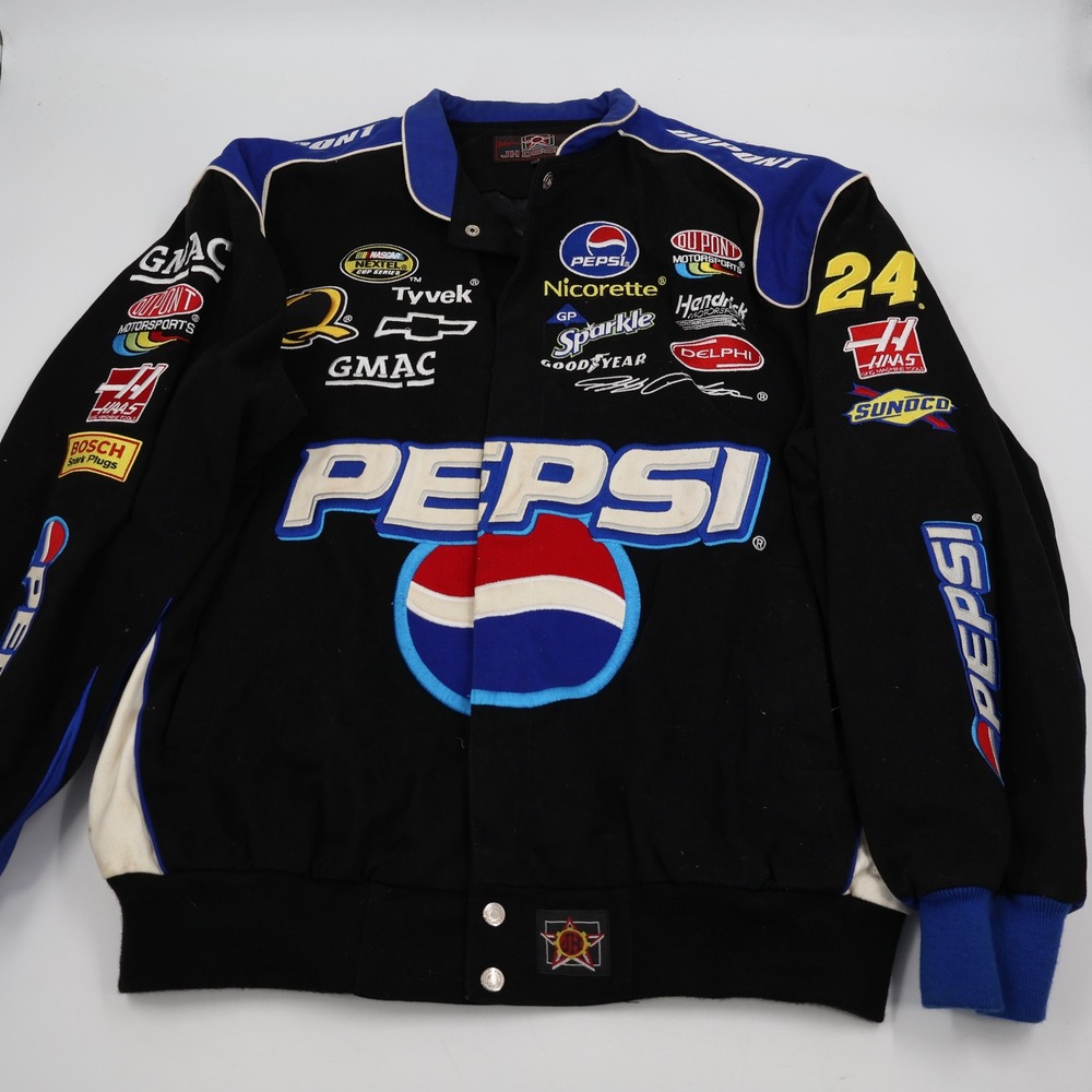 Jeff Gordon Racing JH Design Pepsi #24 Jacket Mens L Black 2007 NASCAR Twill